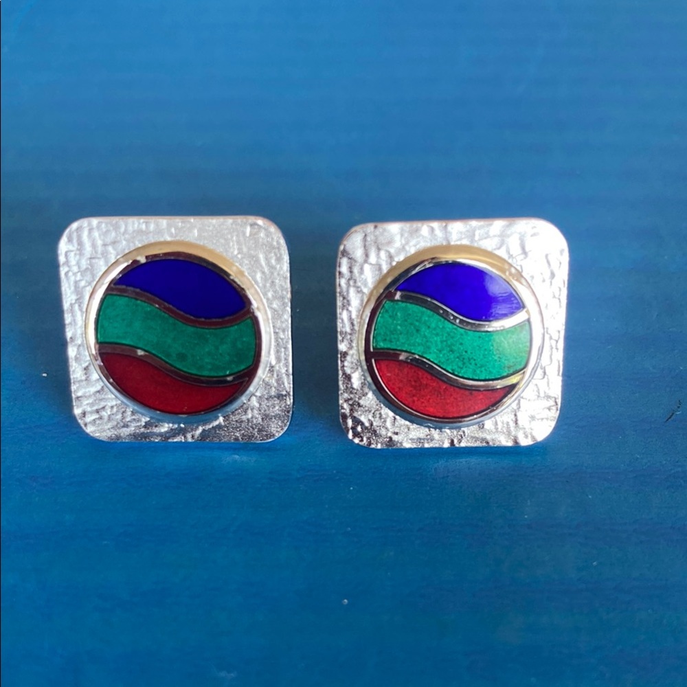 Square Cuff Links with Artistic Design